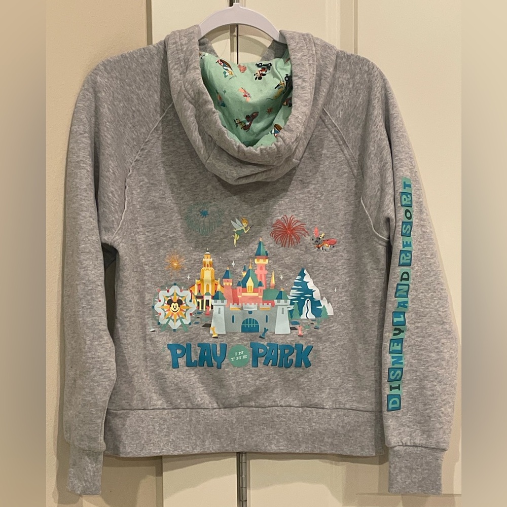 Disneyland Resort 🏰 Women's Play in the Park Grey Zip-up Hoodie Medium EUC